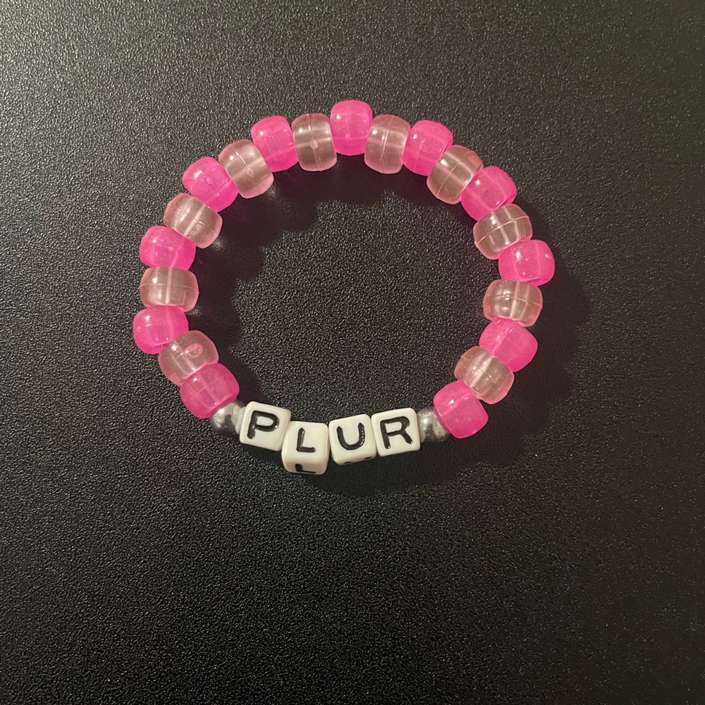 PLUR Kandi Bracelet Handmade Rave Accessory Pink